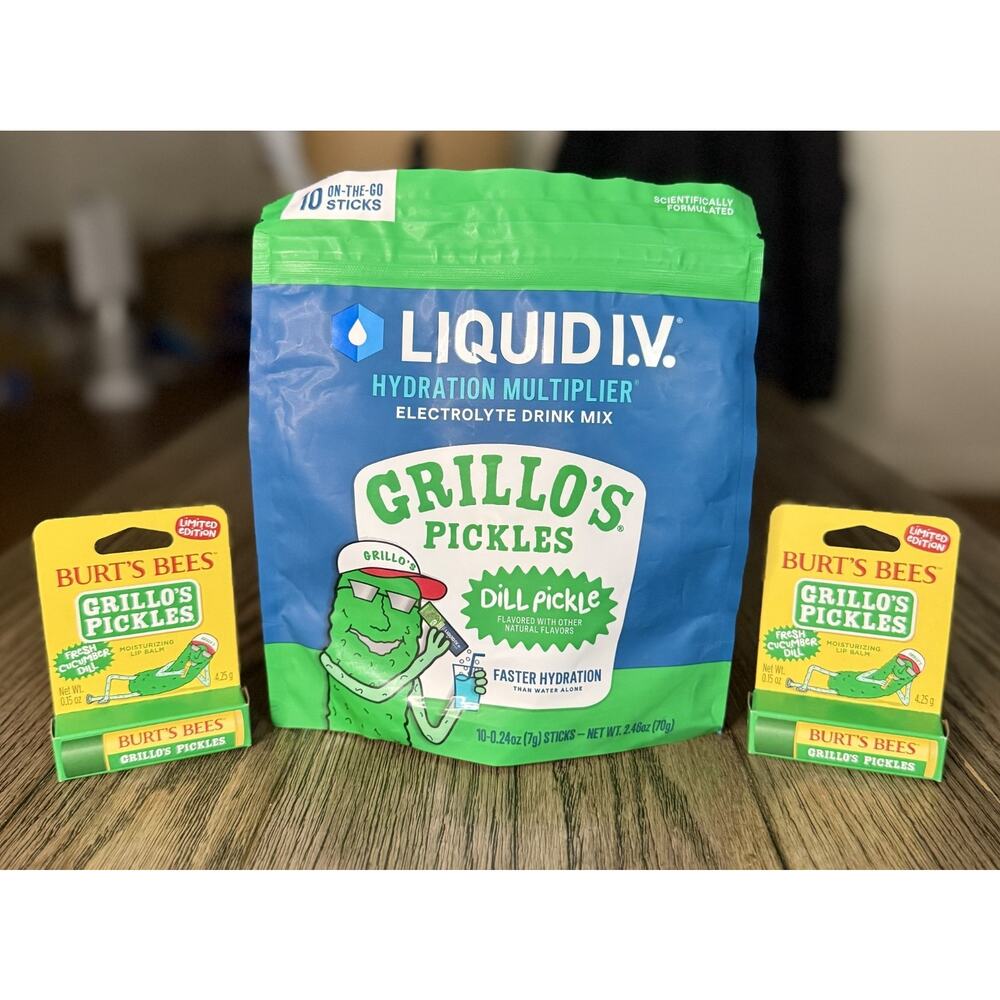 Limited Grillo’s Pickles Liquid IV Hydration Multiplier & 2-Burts Bees Lip Balm